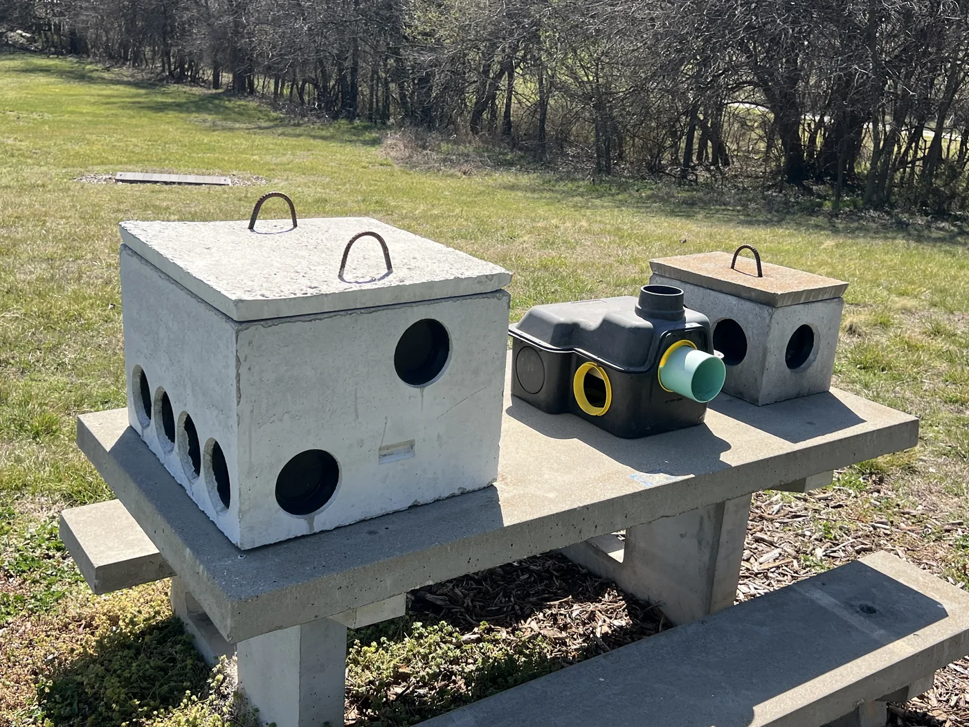 Septic system components before installation